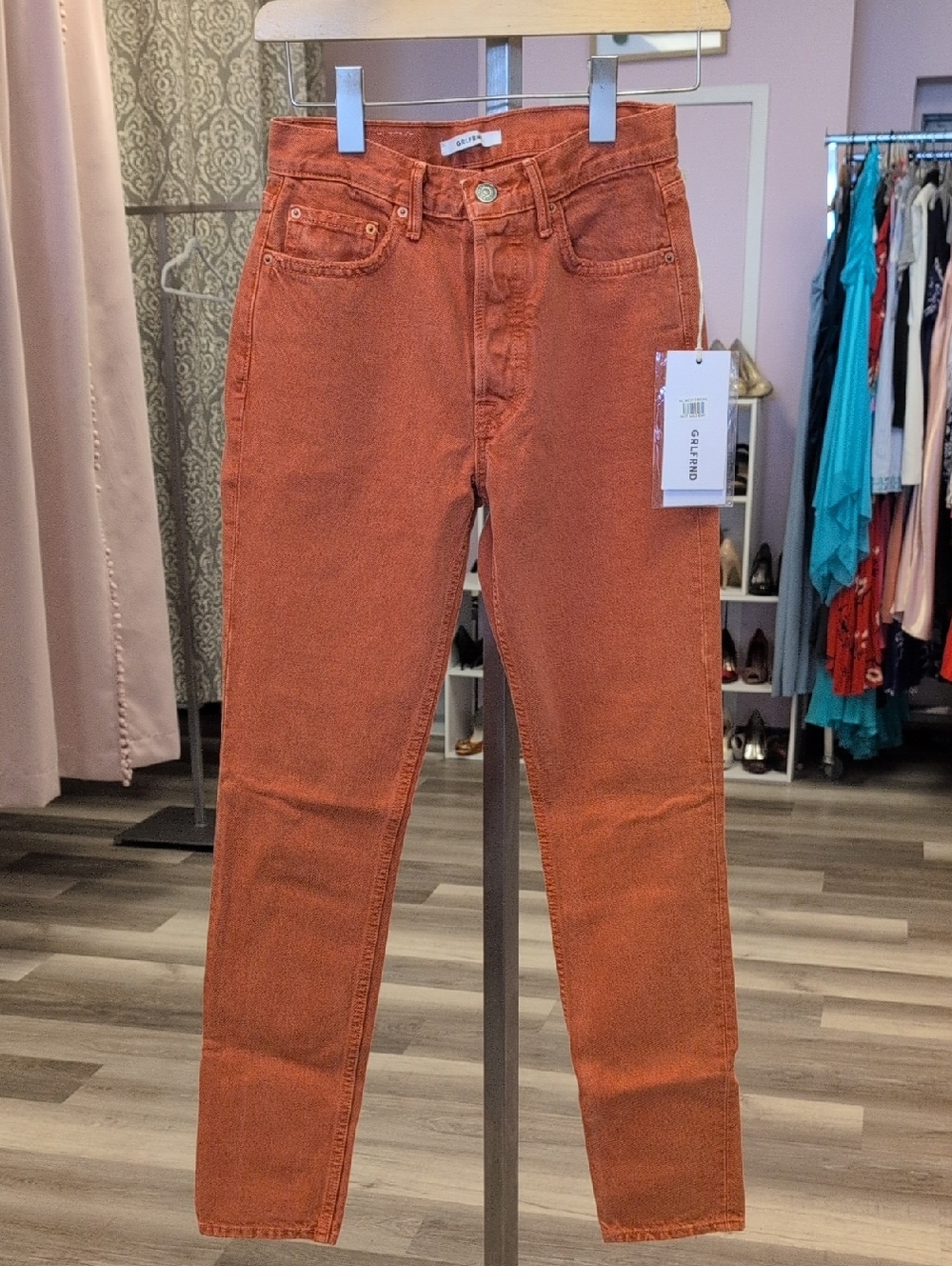 GRLFRND Burnt Orange Denim Jeans